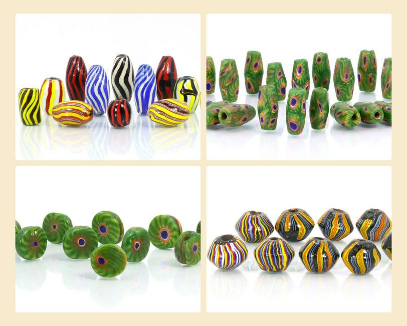 386Gram Murano Millefiori Glass Paperweights Venetian Art Glass Beads Necklace: Dimension: 40x20mm Natural History of Australian Opal & Mineral Auction by Thousand Planet Auction House featuring the beauty of Boulder Opal art in cabochon cutting and rough, well known Australian L
