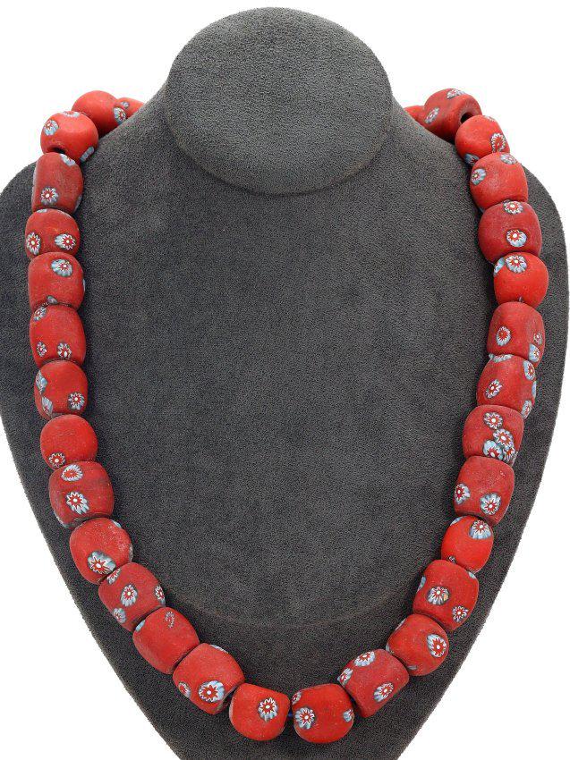 266Gram Murano Millefiori Glass Paperweights Venetian Art Glass Beads Necklace: Dimension: 24 lnches Natural History of Australian Opal & Mineral Auction by Thousand Planet Auction House featuring the beauty of Boulder Opal art in cabochon cutting and rough, well known Australian