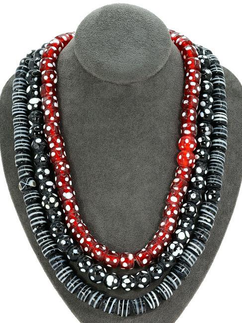 383Gram Three Murano Millefiori Glass Paperweights Venetian Art Glass Beads Necklace (1 of 3)