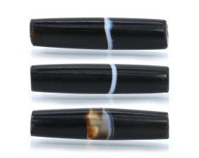 51.3Ct Tibetan Pyu Banded Agate Chung DZi Beads Asian Art Carving: Dimension: 33x8mm Natural History of Australian Opal & Mineral Auction by Thousand Planet Auction House featuring the beauty of Boulder Opal art in cabochon cutting and rough, well known Australian Li