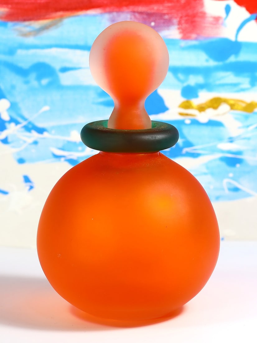 Vintage Franco Moretti Scavo Murano Glass Bottle with Stopper (1 of 4)