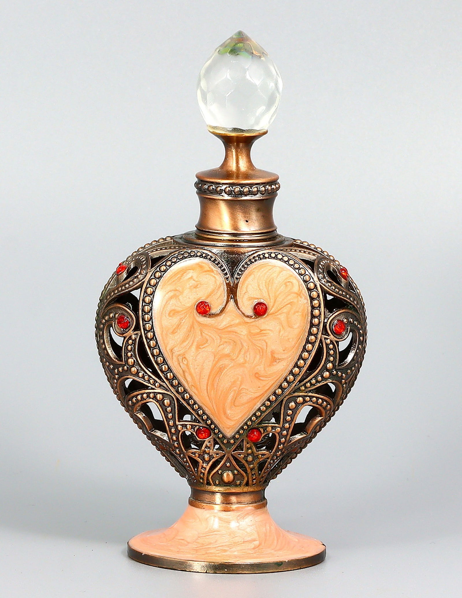 Vintage Japara Egypt Perfume Glass Perfume Bottle Heart Shape Pink (1 of 4)