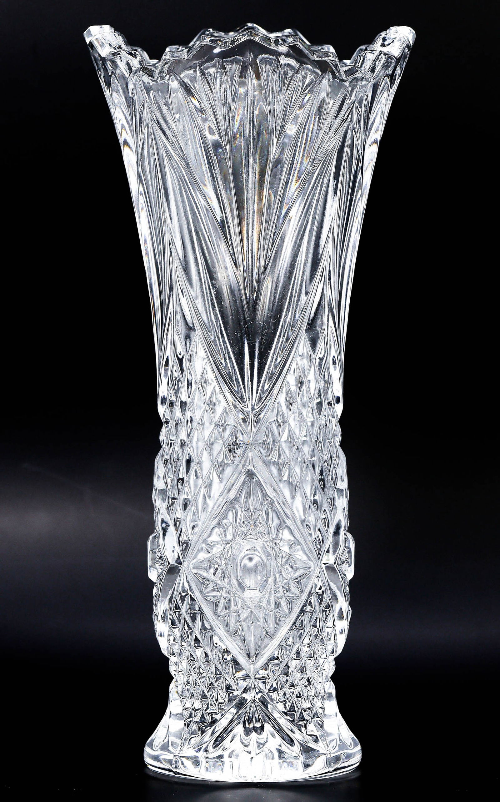 Vintage Mid-Century Bohemian Clear Cut Crystal Vase (1 of 3)