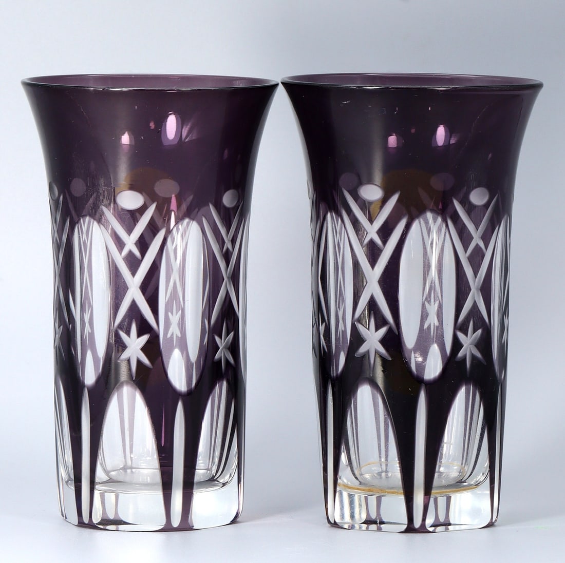 Set of 2 Vintage Japanese Edo Kiriko Kagami Rock Crystal Sake (1 of 3)