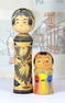 Vintage of Signed Artisan Japanese Folk Art Wooden Kokeshi Dolls Traditional Japanese Craft