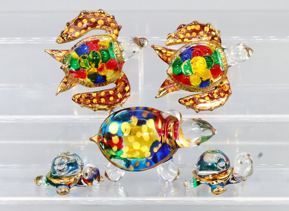 Collection of Hand Blown Turtle & Tortoise Animal Miniatures Glass Paperweights Art Glass Figurine (1 of 3)