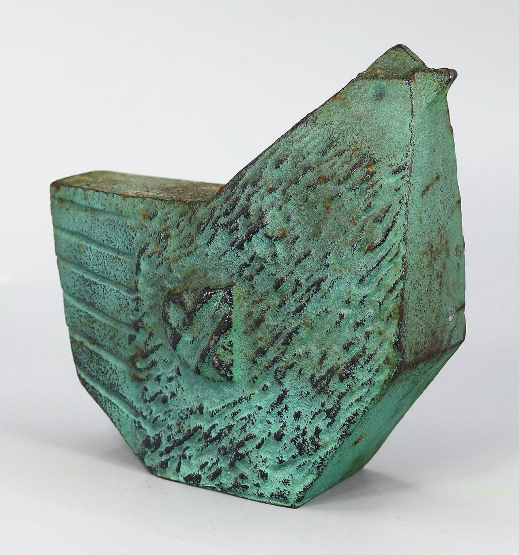 Vintage Japanese Brass / Bronze Netsuke of Chicken Hen Sculpture Figurine (1 of 4)