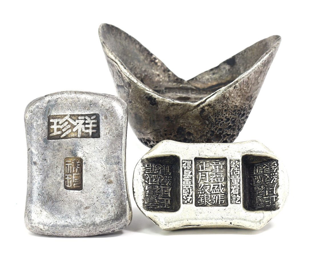 Three Chinese Gilt Metal Bullion Ancient Coins (1 of 3)