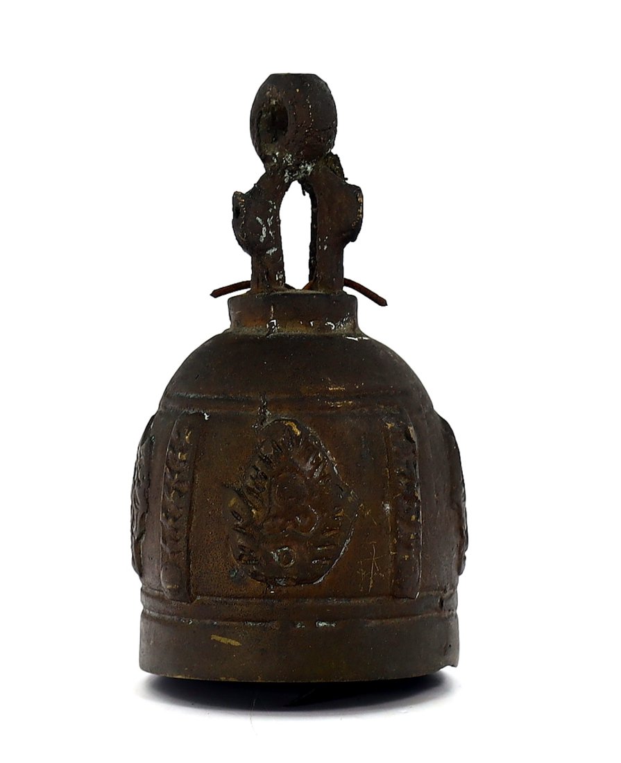 Vintage Southeast Asian Brass Bell with Buddha Image (1 of 4)