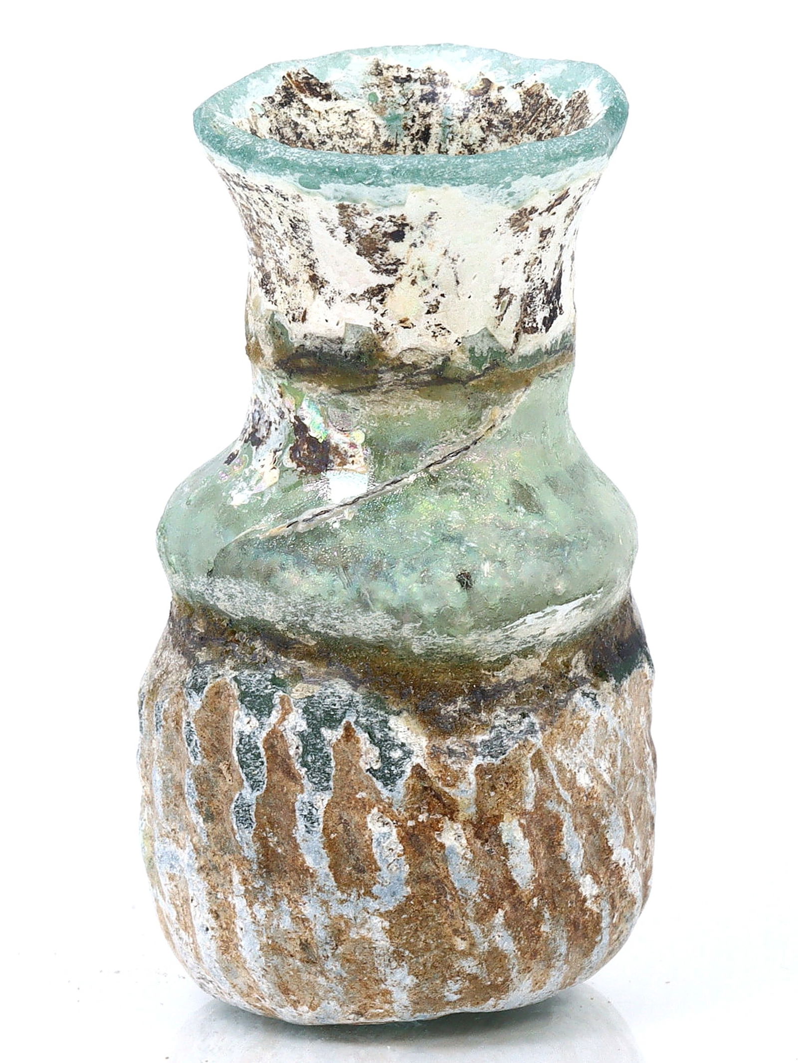 An Ancient Western Asiatic Roman Glass Unguentarium Flask Vessel Art Antique: 2 11/64 inches Weight: 35grams (Before Packing) Thousand Planet Auction House Season 4: Ten2Go August Collection Auction. A bargain hunter's, fixer-upper's, and pack-rat's dream come true! Our Ten2Go