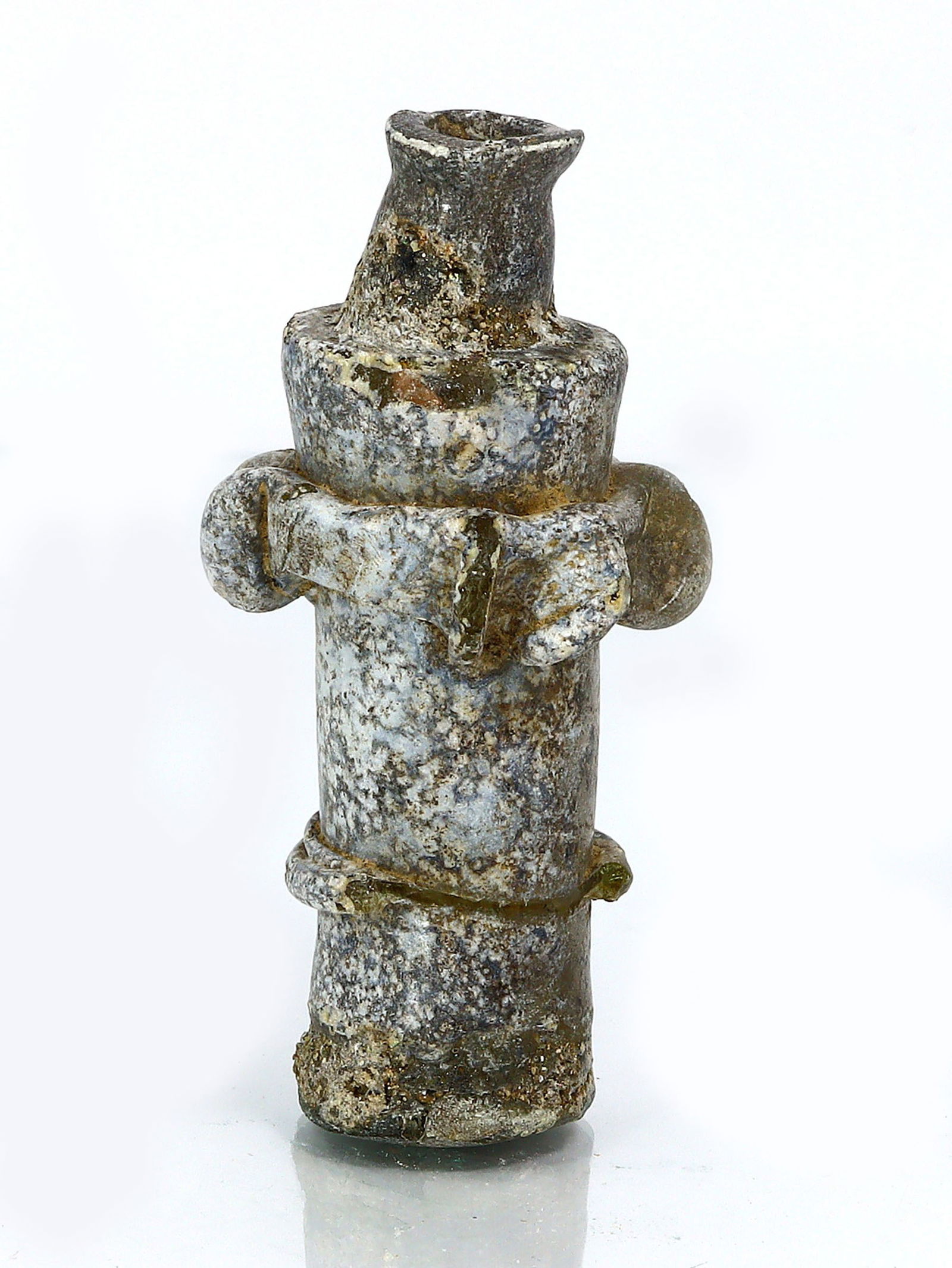 An Ancient Western Asiatic Roman Glass Unguentarium Flask Vessel Art Antique: 3 5/32 inches Weight: 41 grams (Before Packing) Thousand Planet Auction House Season 4: Ten2Go August Collection Auction. A bargain hunter's, fixer-upper's, and pack-rat's dream come true! Our Ten2Go