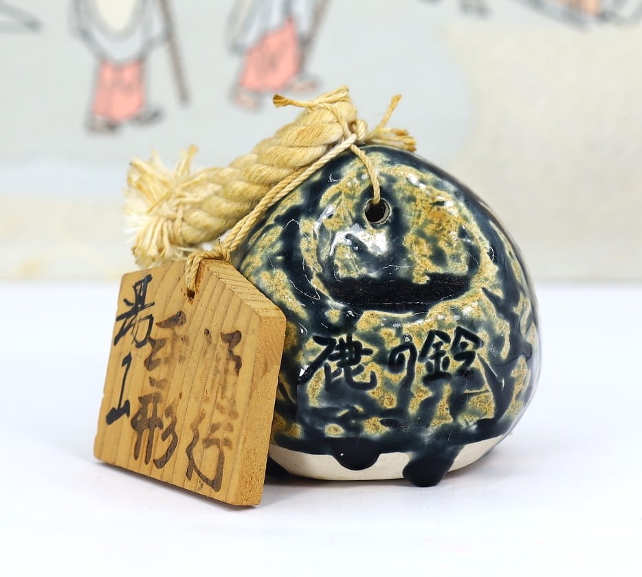 Vintage Japanese Handmade Ceramic Clay Doll Bell (1 of 3)