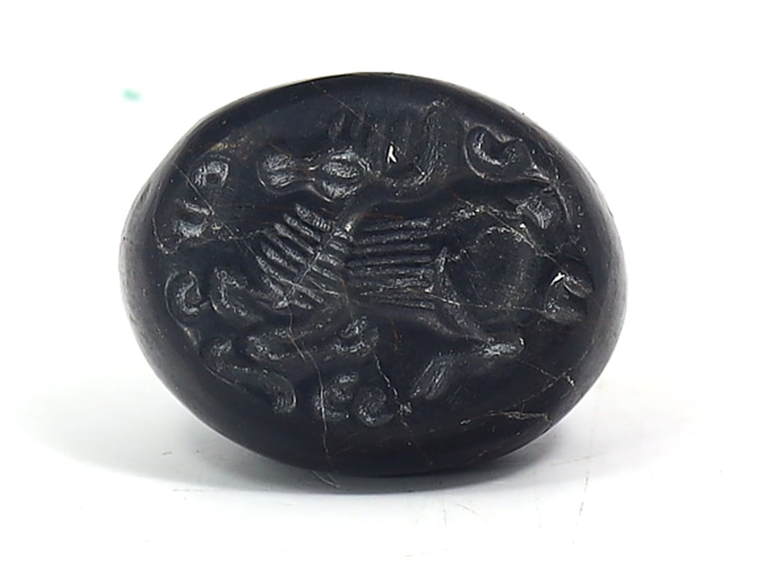 An Ancient Mesopotamian Black Stone Stamp Seal Ancient Artifact Art Carving (1 of 3)