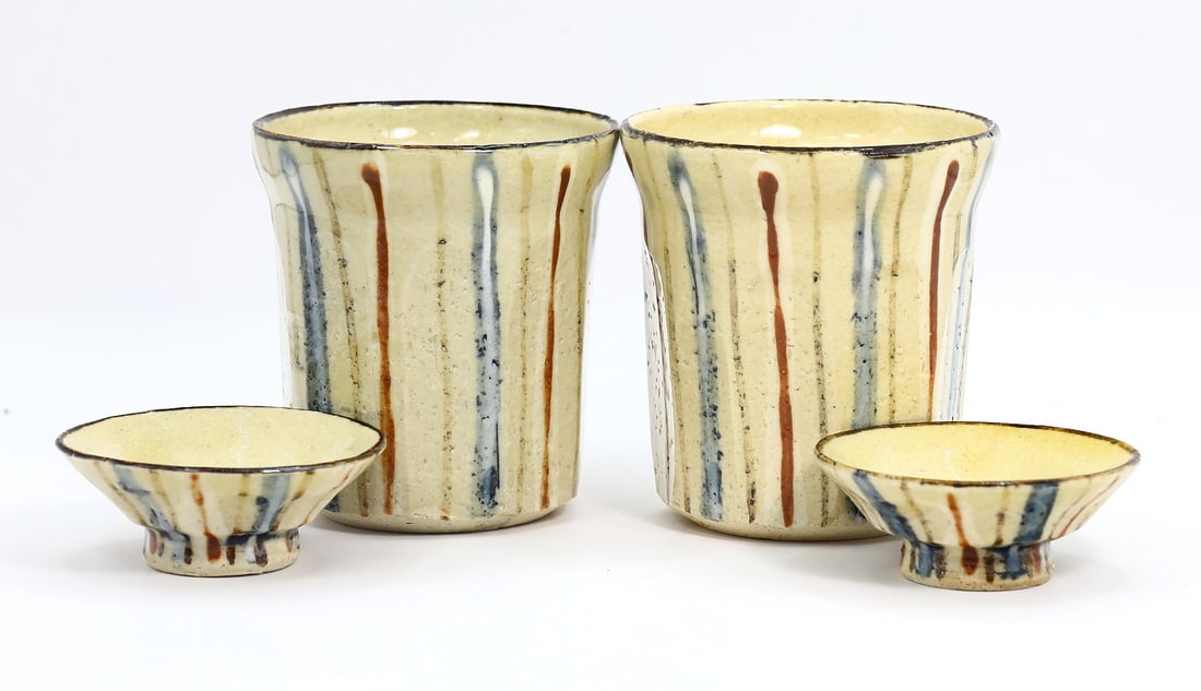 Pair of Japanese Ceramic Tumbler Ceramic Tea Cups with Lid Tea Matcha Cups (1 of 3)