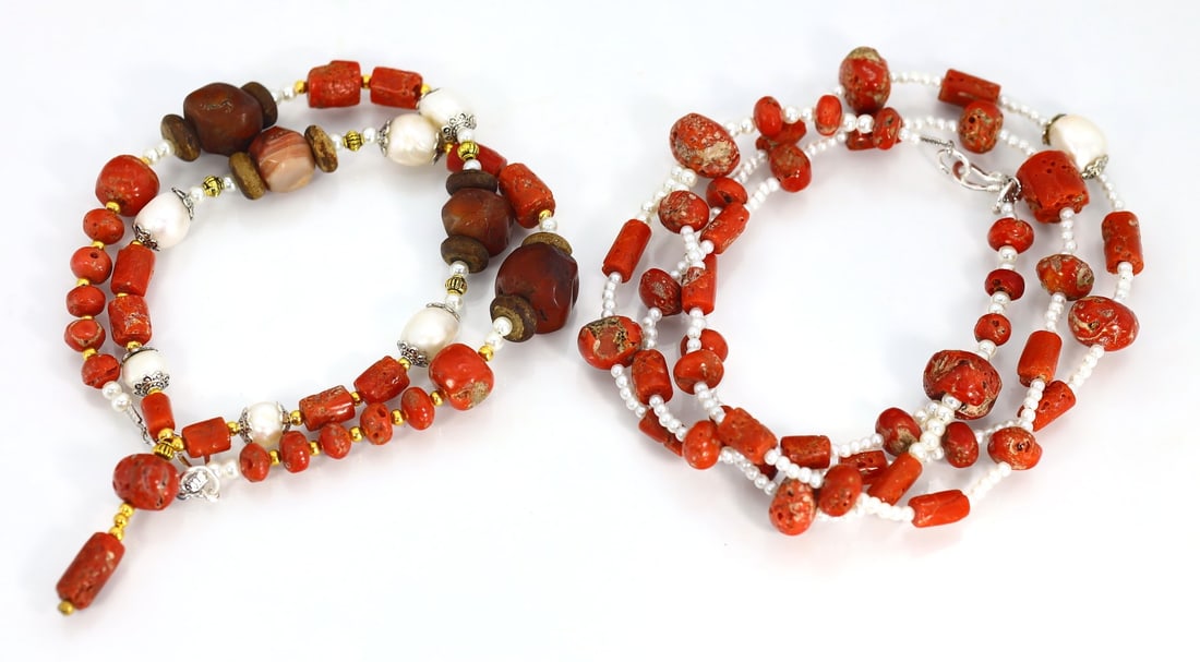 Collection of 2 Old Tibetan Antique Red Coral Beads Necklaces: 22 Inches Weight: 119 grams (Before Packing) Thousand Planet Auction House Season 4: Ten2Go August Collection Auction. A bargain hunter's, fixer-upper's, and pack-rat's dream come true! Our Ten2Go "wa