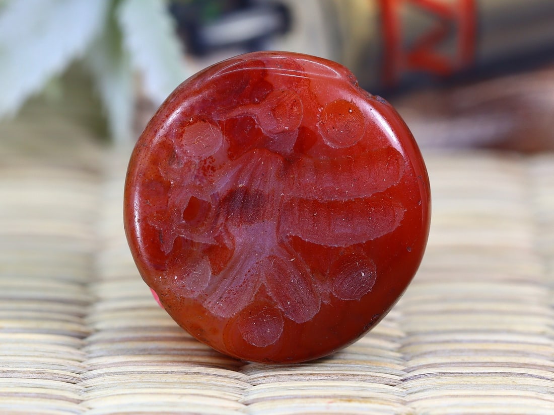 Antique Vintage Old Western Asiatic Stamp Carving Bead (1 of 2)