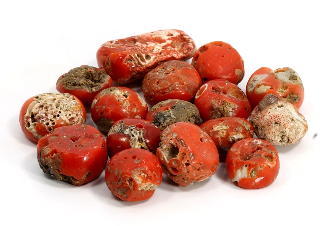 Old Himalayan Tibetan Red Coral Beads Lot Collection (1 of 2)