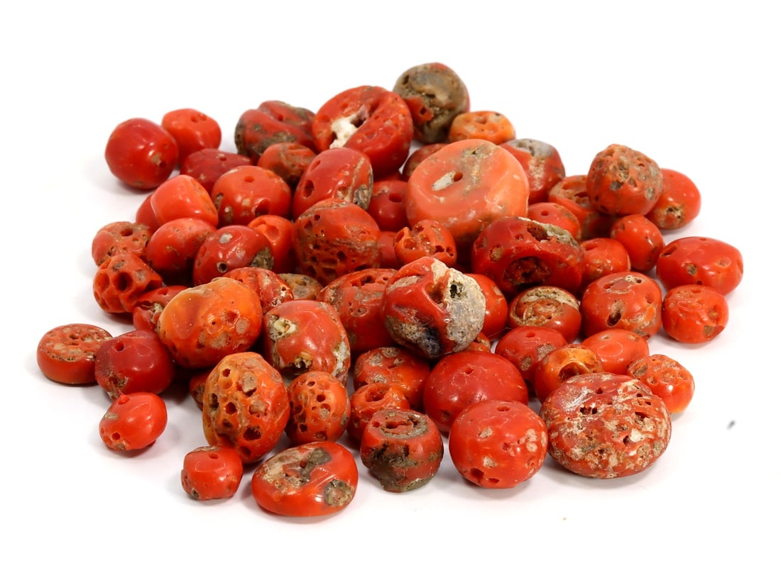 Old Himalayan Tibetan Red Coral Beads Lot Collection (1 of 2)
