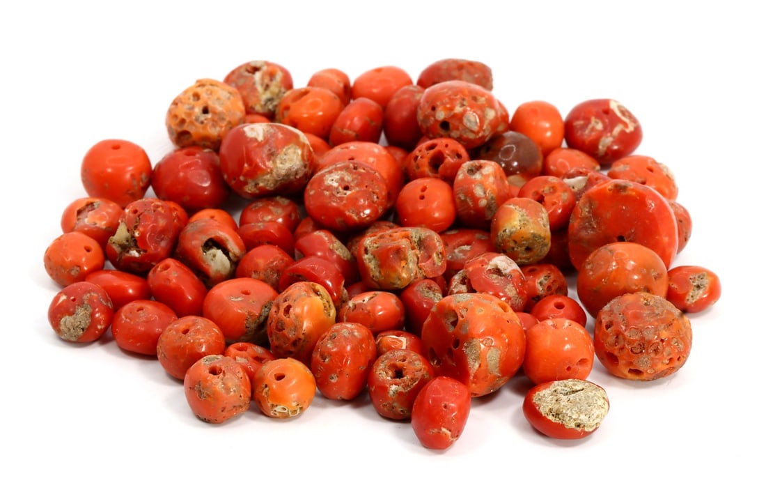 Old Himalayan Tibetan Red Coral Beads Lot Collection (1 of 2)