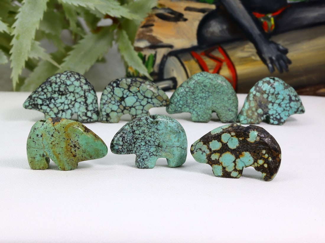 Seven Antique Tibetan Himalayan Turquoise Zoomorphic Beads Asian Art Collection: 19.4x11.7mm Weight: 40.5 carat (Before Packing) Thousand Planet Auction House Season 5: Ten2Go Antique Beads Collection Auction. A bargain hunter's, fixer-upper's, and pack-rat's dream come true! Our