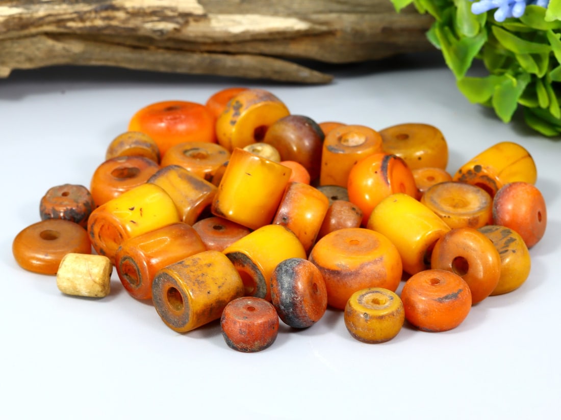 Vintage or Antique Tibetan Orange Amber Resin Mala Beads: 19.6x12.7mm Weight: 63.3 grams (Before Packing) Featuring property of local collections include Europe & Oriental antiques and decorative arts. A truly bargain hunter's, fixer-upper's, and pack-rat's 