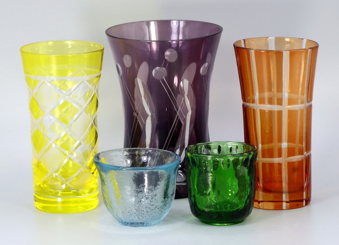 5 Vintage Colourful Liqueur Shot Glasses (1 of 3)