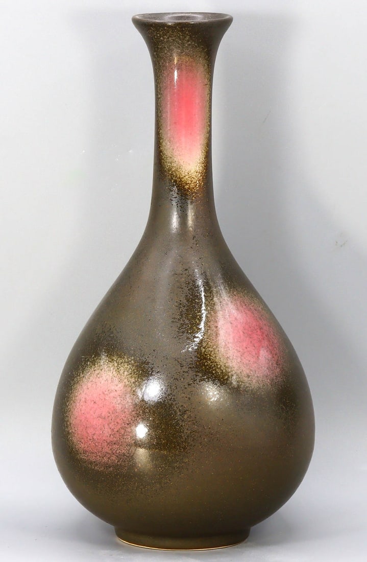 Japanese Art Deco Sakura Flower Abstract Painting Stem Ceramic Vase (1 of 3)