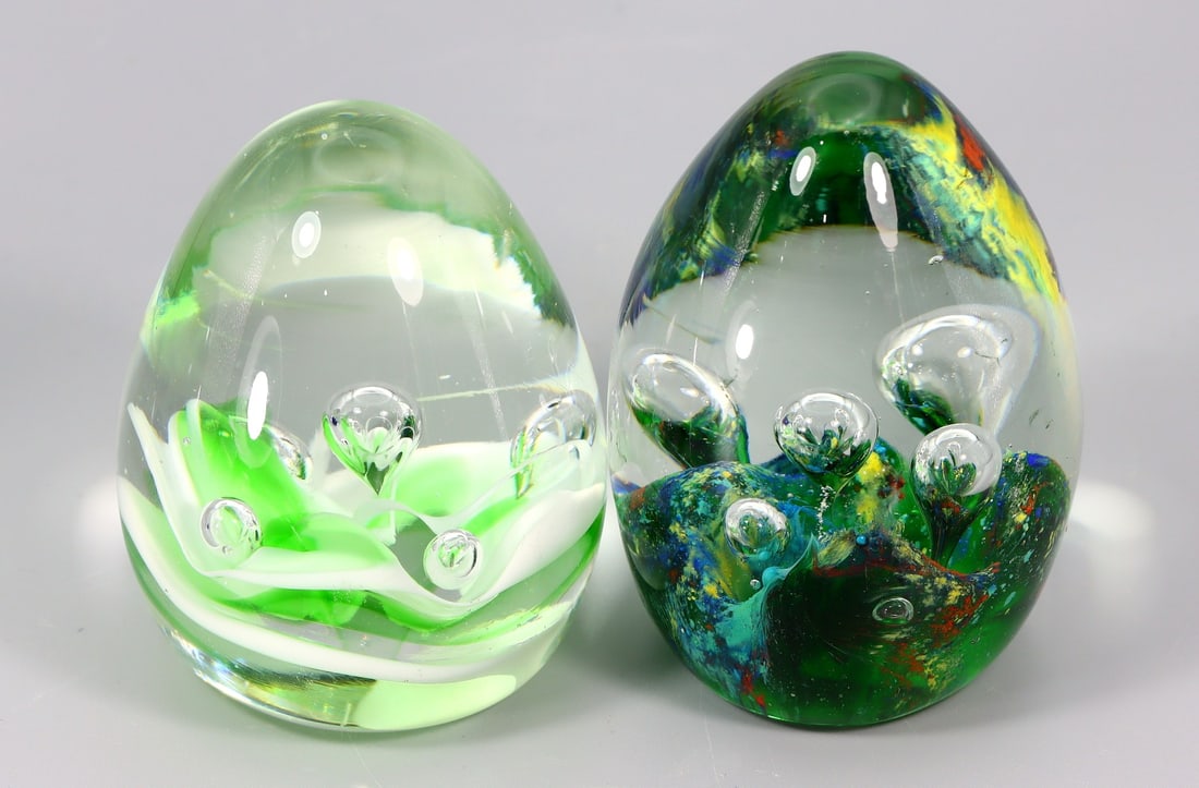 Collection of 2 Beautiful Blown Hand Made Art Glass Paperweight (1 of 5)