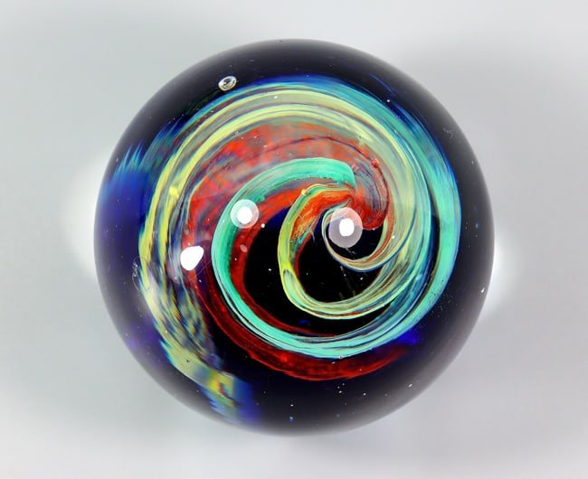 Beautiful Swirled Ribbons Blown Hand Made Art Glass Paperweight (1 of 4)