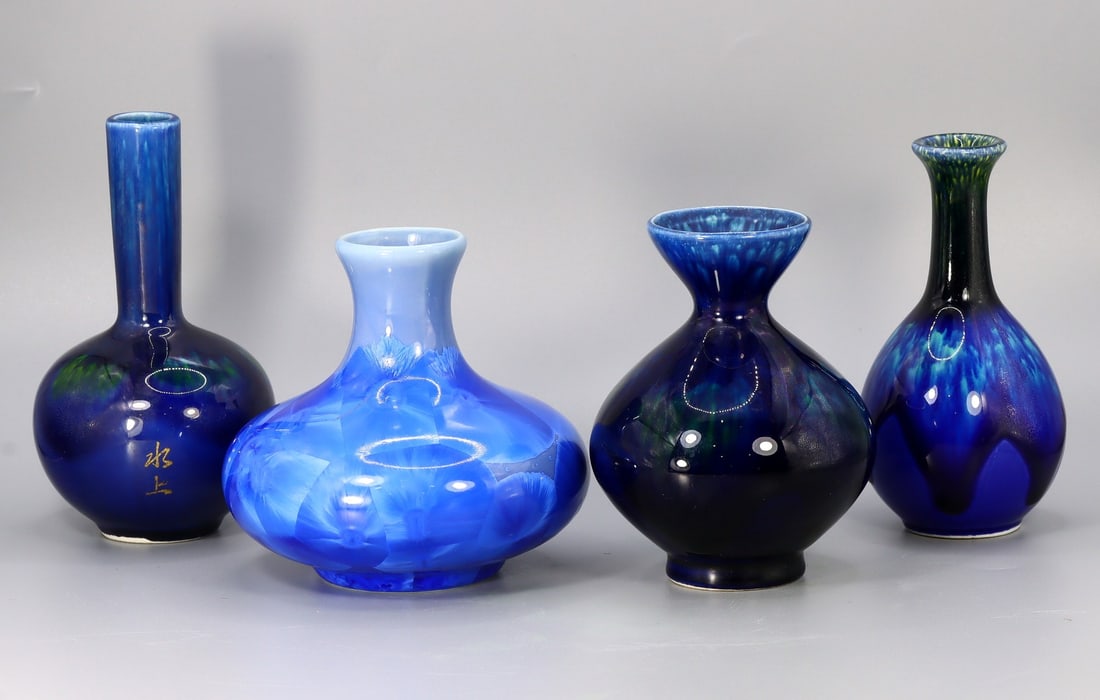 4 Japanese Ceramic Artisan Abstract Art Sake Bottles Flask (1 of 3)