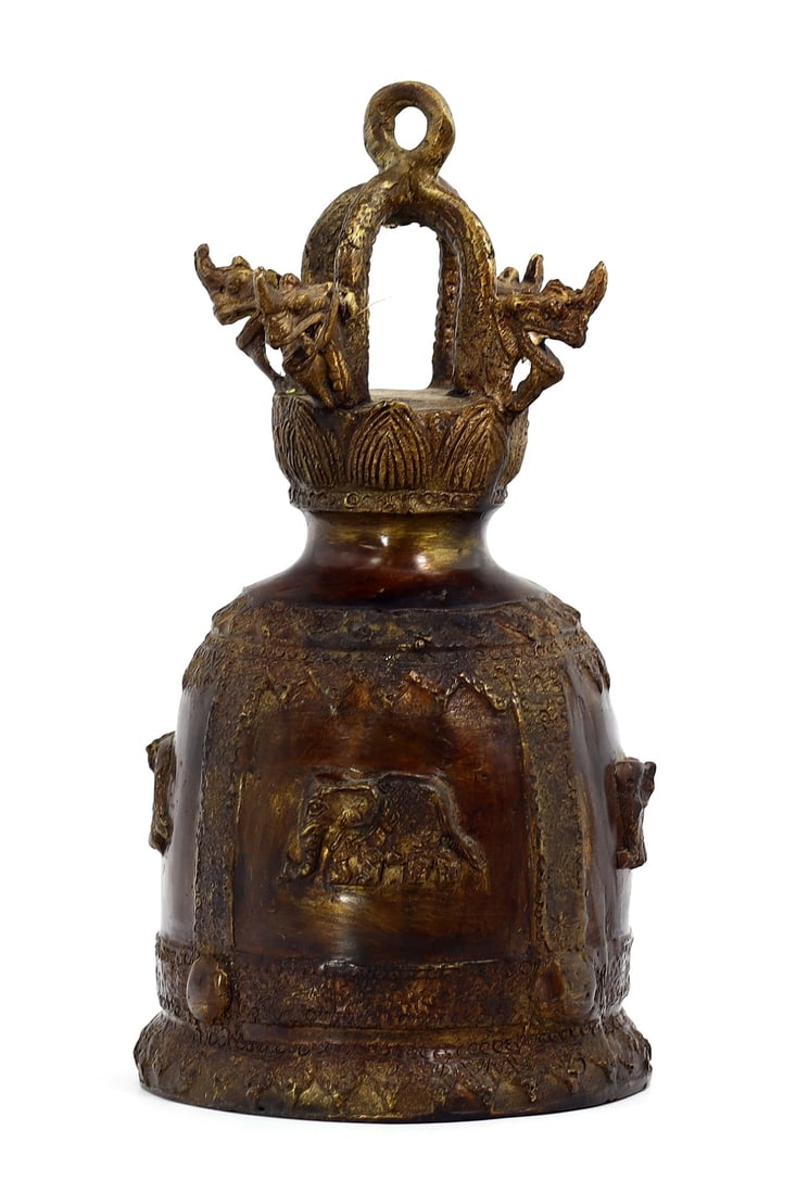 Vintage Southeast Asian Brass Bell with Elephant Image (1 of 4)