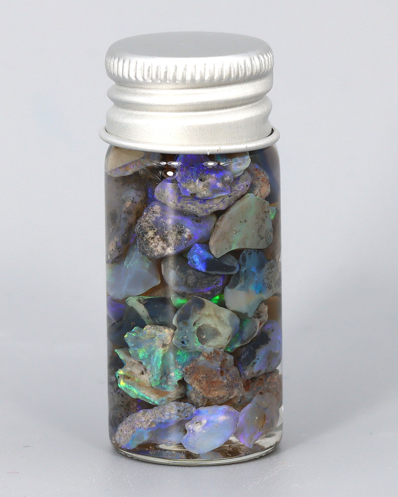 56.5Ct Natural Australian Lightning Ridge Black Opal Specimen Rough Jar (1 of 2)