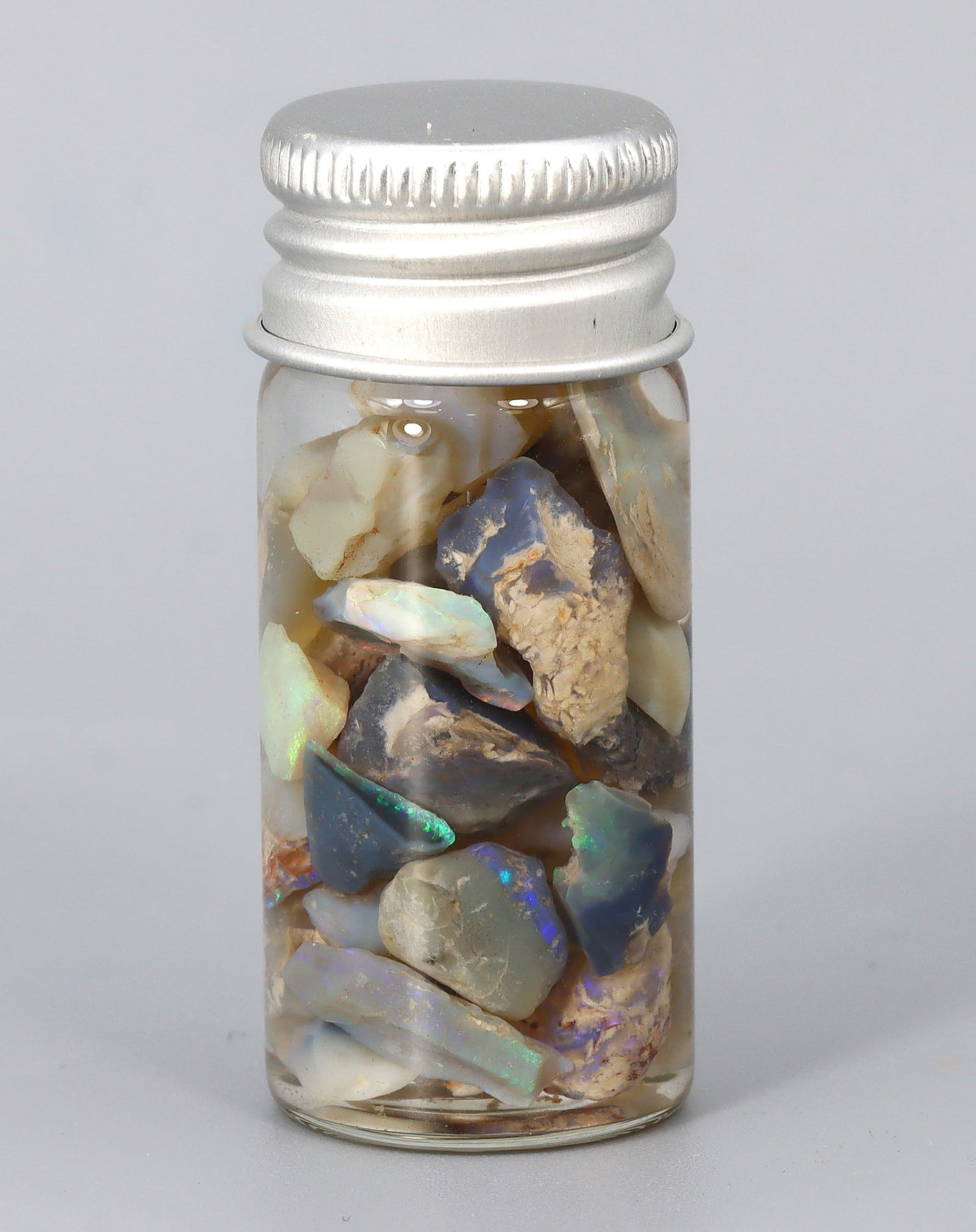 54.5Ct Natural Australian Lightning Ridge Black Opal Specimen Rough Jar (1 of 2)