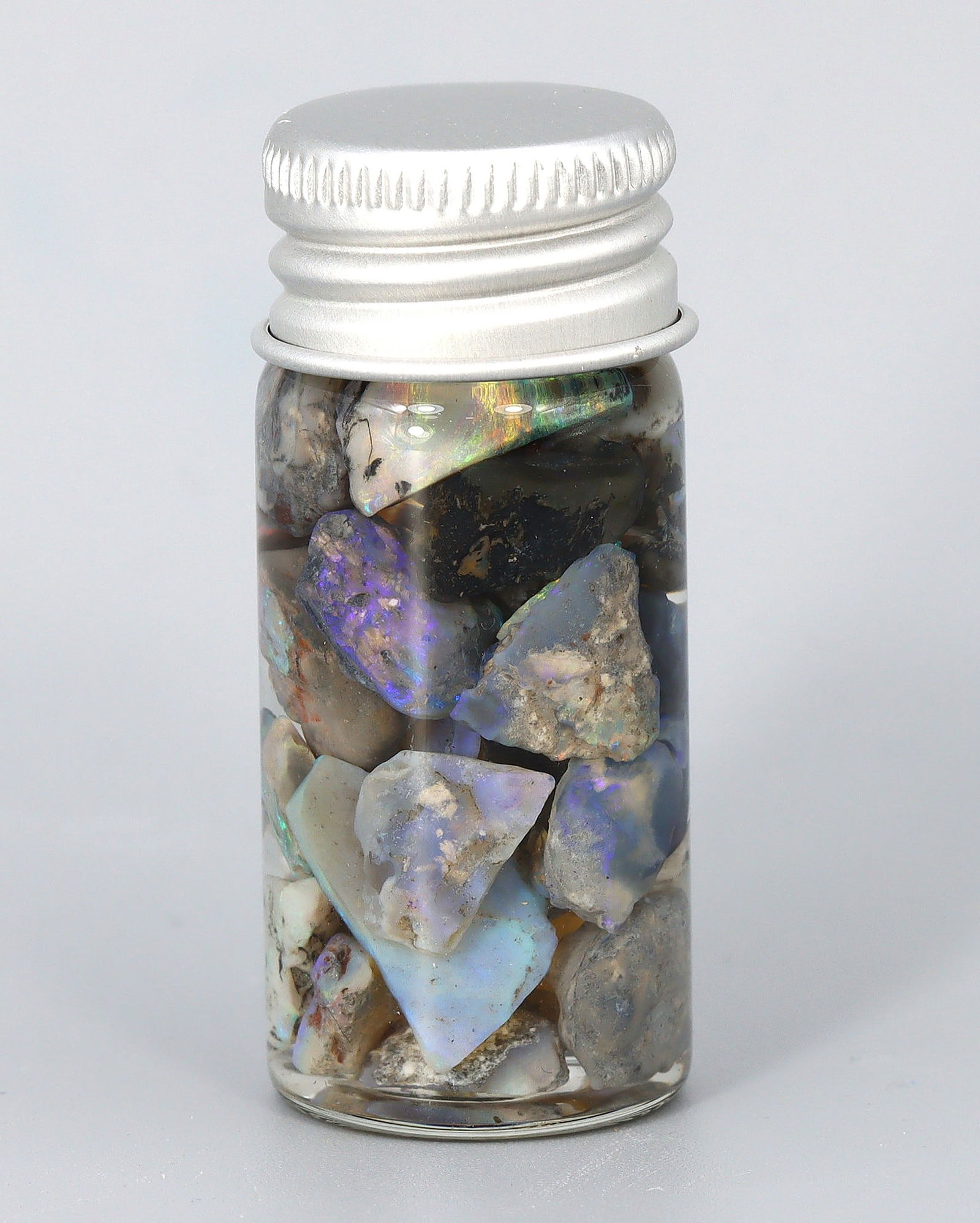 59Ct Natural Australian Lightning Ridge Black Opal Specimen Rough Jar (1 of 2)