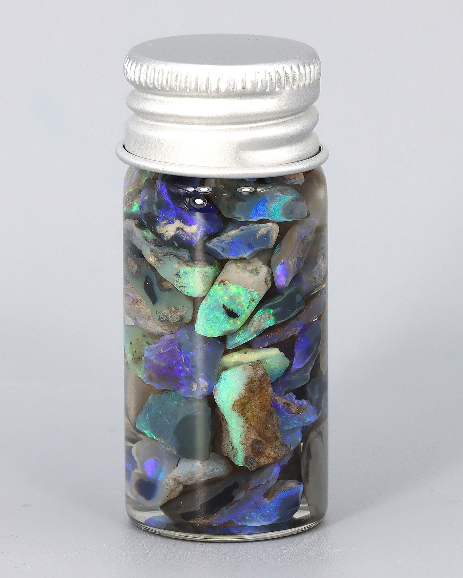 62Ct Natural Australian Lightning Ridge Black Opal Specimen Rough Jar (1 of 2)