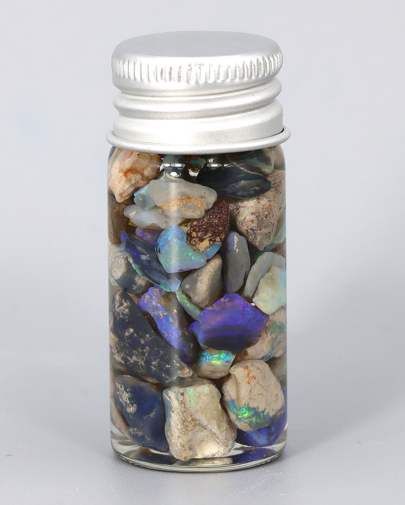 54.5Ct Natural Australian Lightning Ridge Black Opal Specimen Rough Jar (1 of 2)