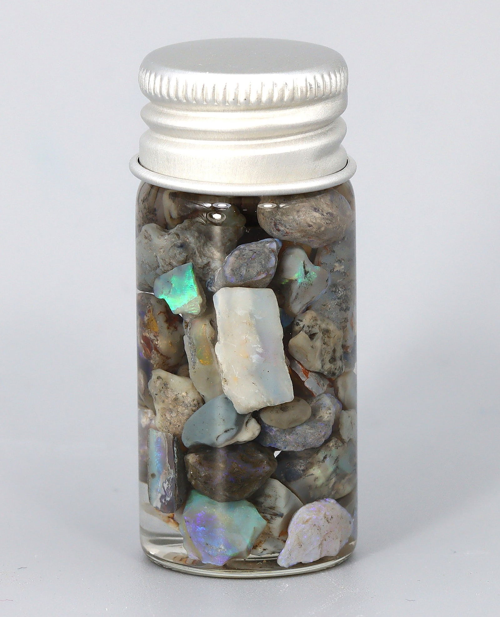 53Ct Natural Australian Lightning Ridge Black Opal Specimen Rough Jar (1 of 2)