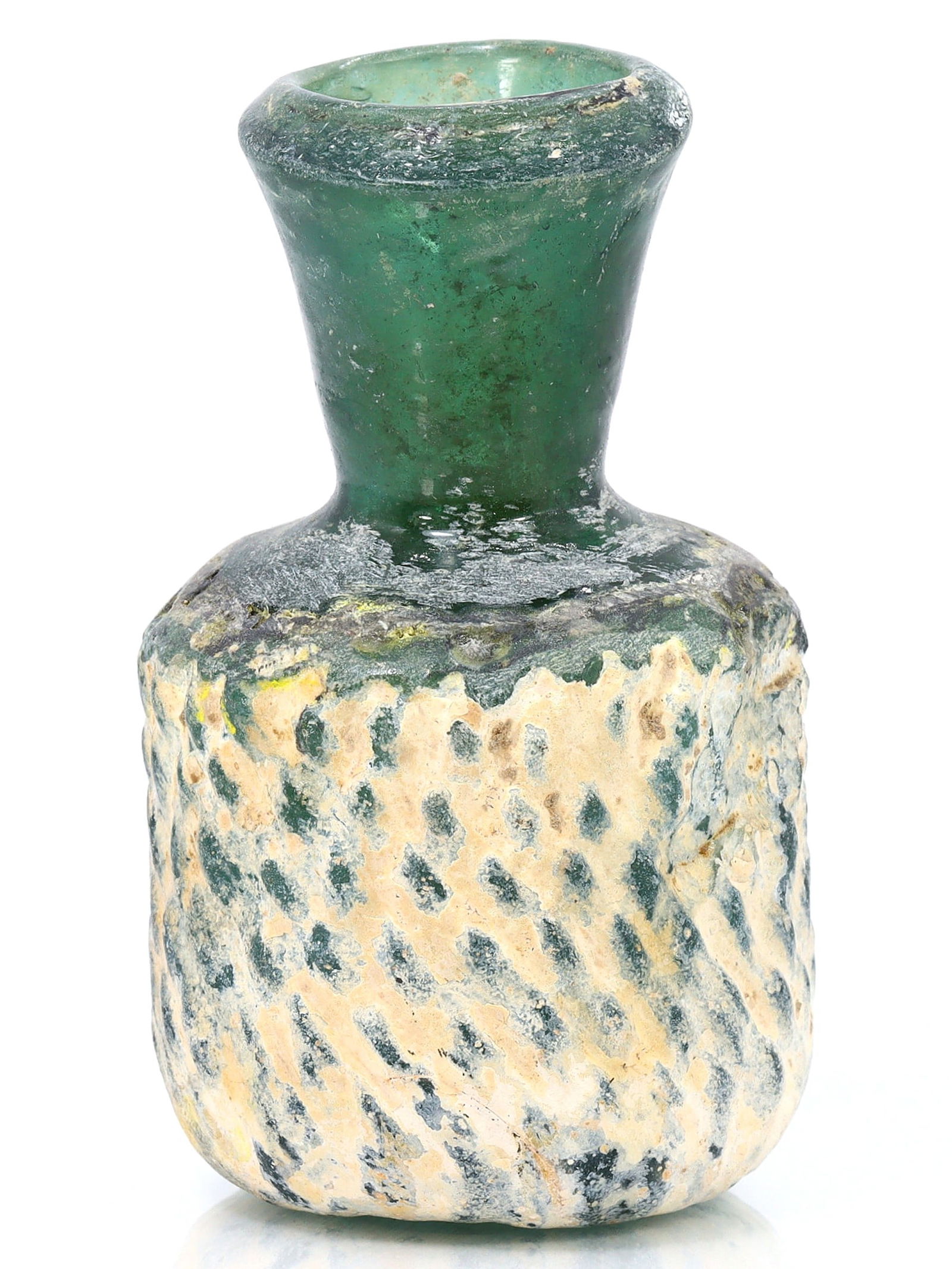 3.1"inches Ancient Western Asiatic Roman Glass Unguentarium Cup Art Antique (1 of 4)