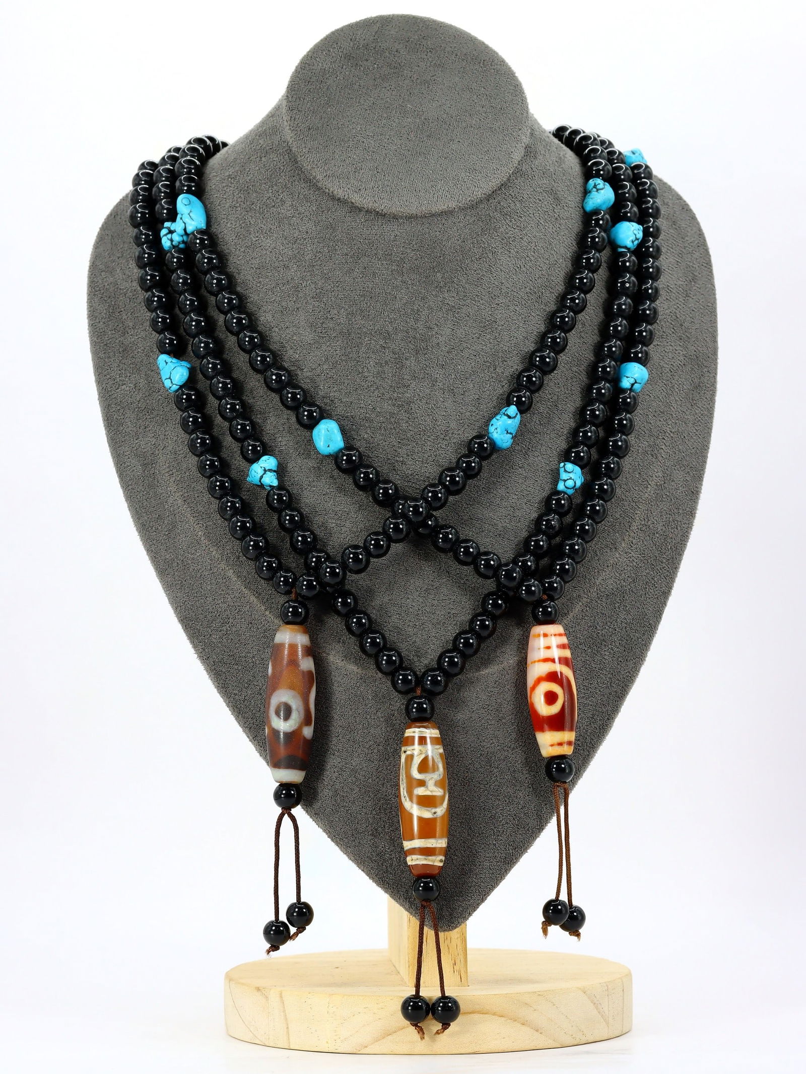 Three Set of Chinese Tibetan Eyed dzi Beads Necklaces (1 of 2)