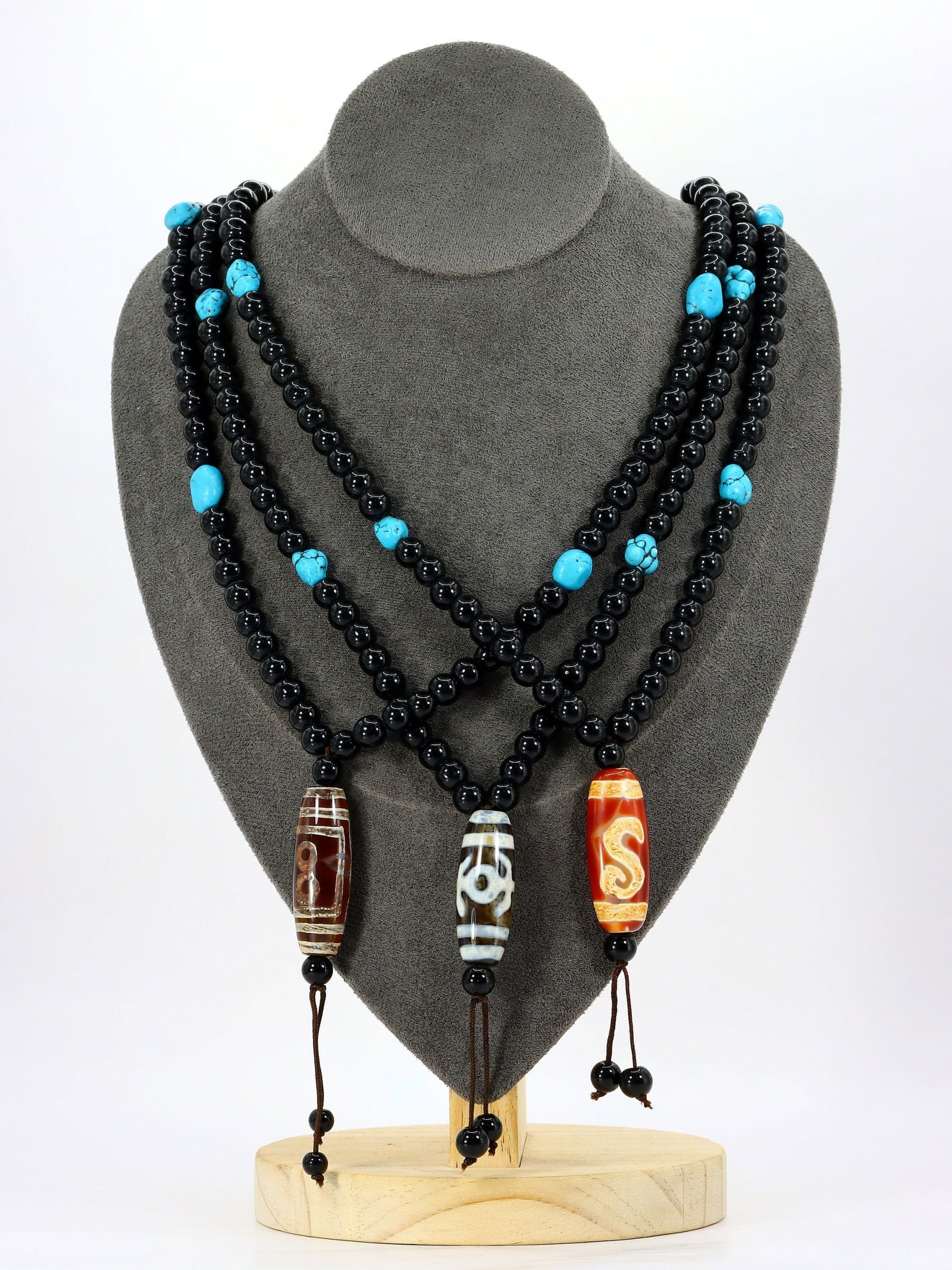 Three Set of Chinese Tibetan Eyed dzi Beads Necklaces (1 of 2)