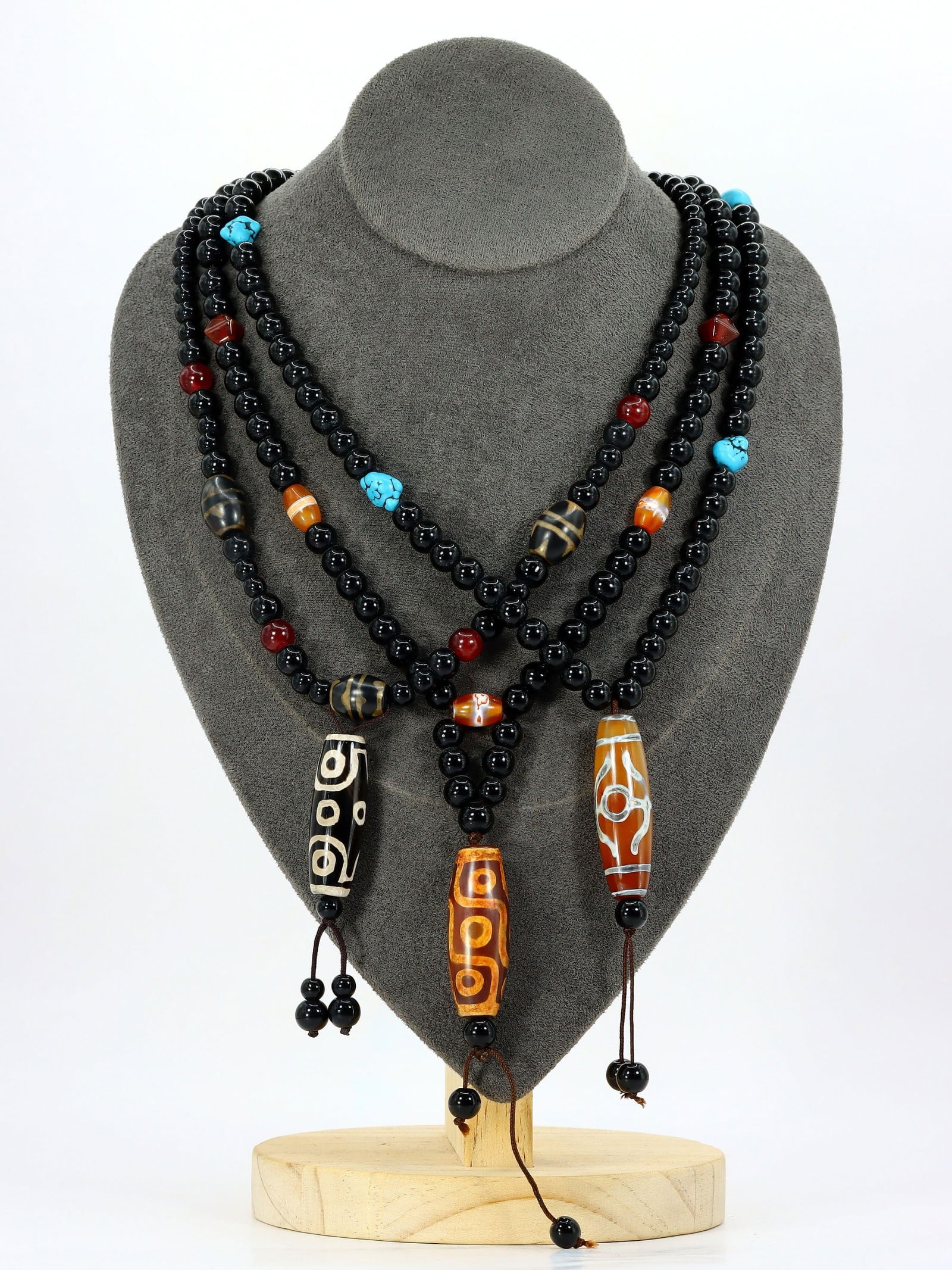 Three Set of Chinese Tibetan Eyed dzi Beads Necklaces (1 of 2)