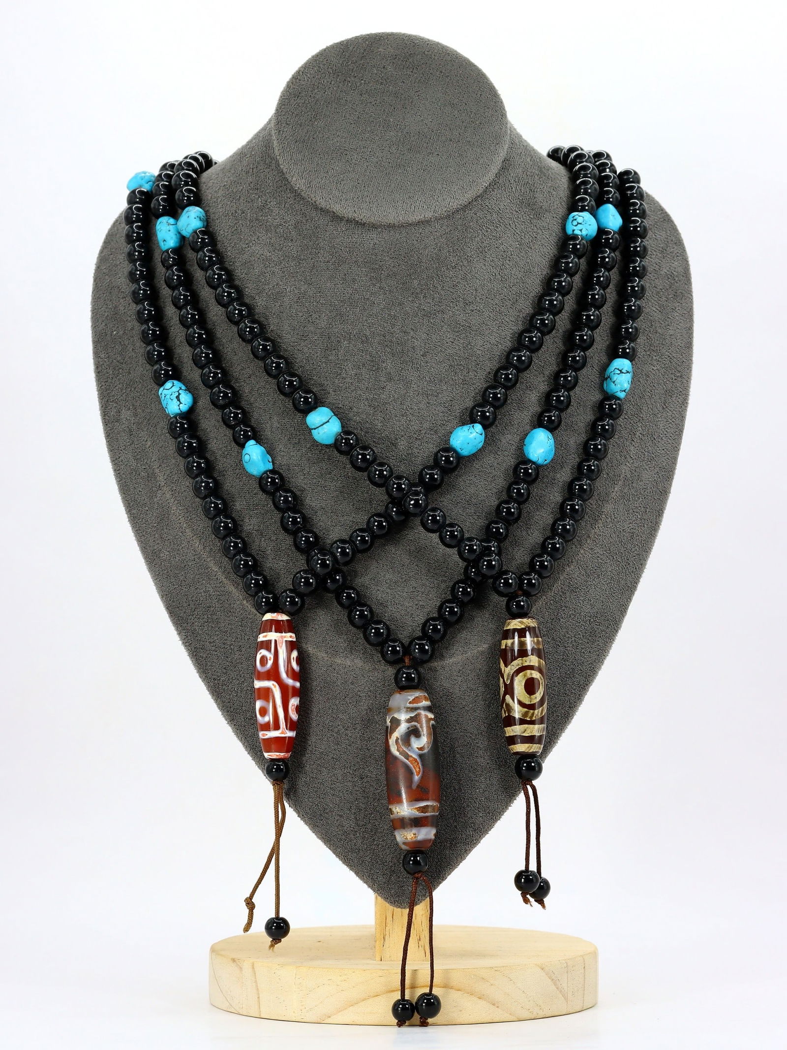 Three Set of Chinese Tibetan Eyed dzi Beads Necklaces (1 of 2)
