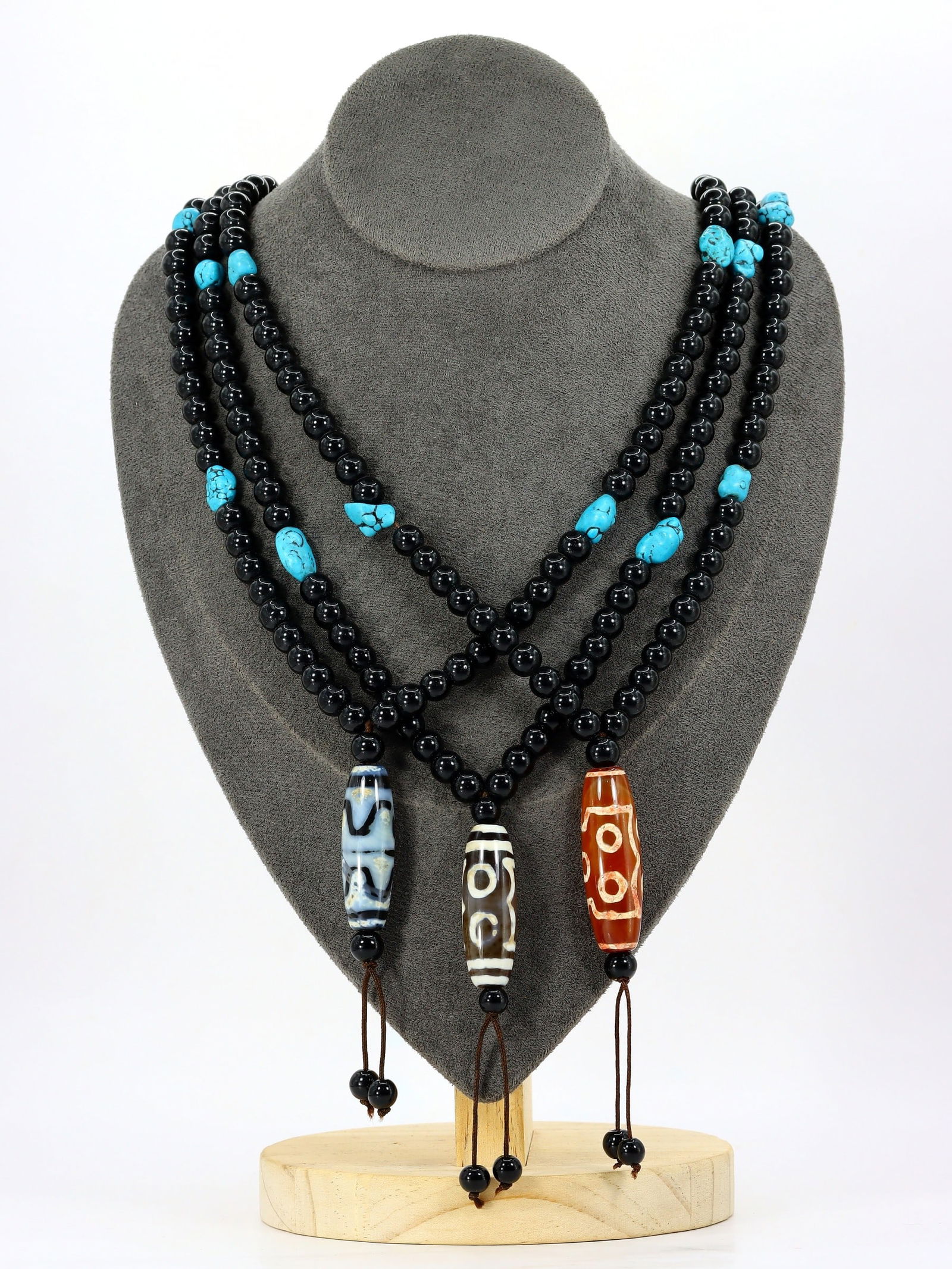 Three Set of Chinese Tibetan Eyed dzi Beads Necklaces (1 of 2)