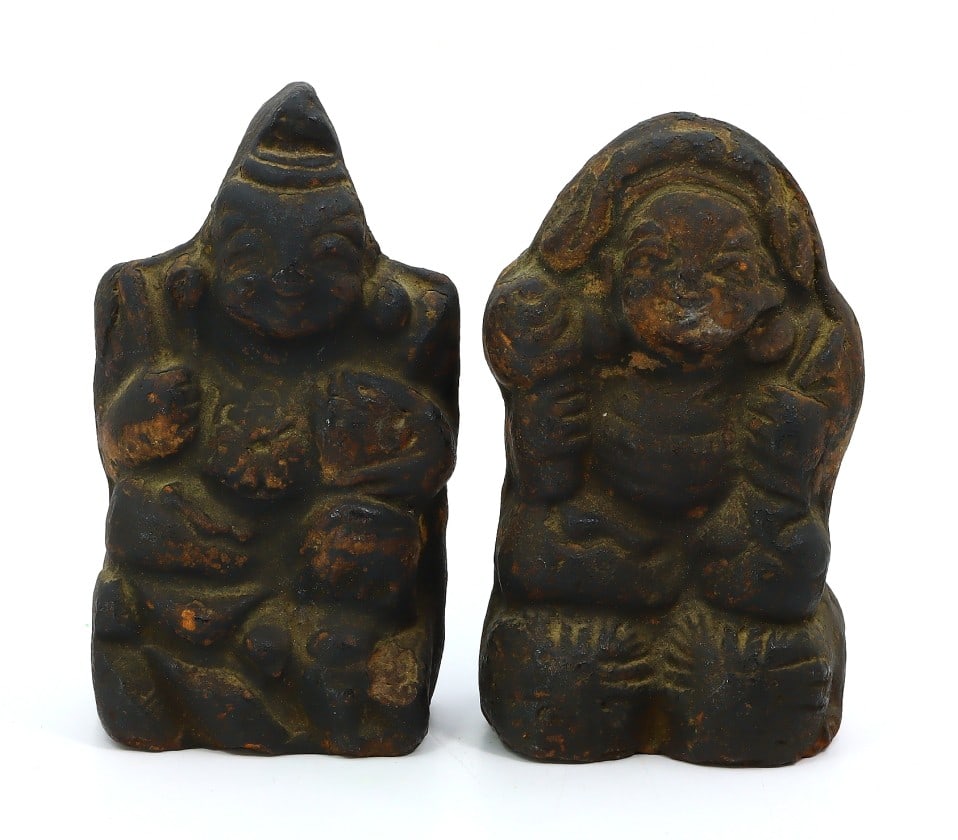 Two Antique Japanese Pottery Daikokuten and Ebisu Figurines (1 of 3)