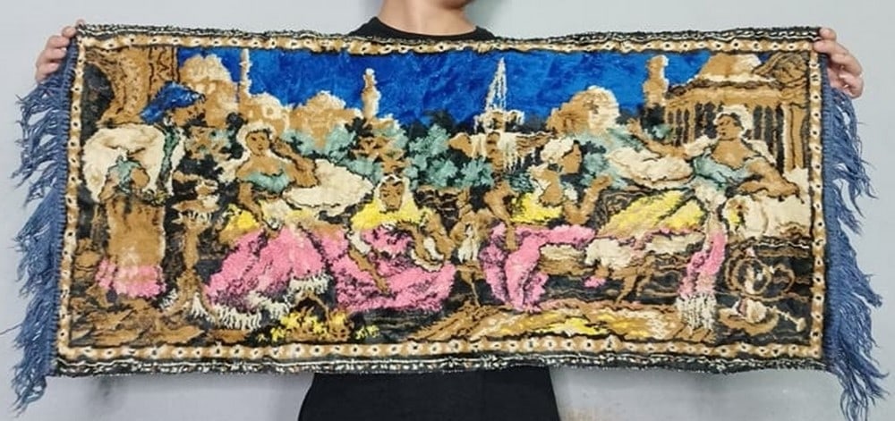 39"x18" Vintage Handmade Embroidered Tapestry & Wall Hanging (1 of 1)