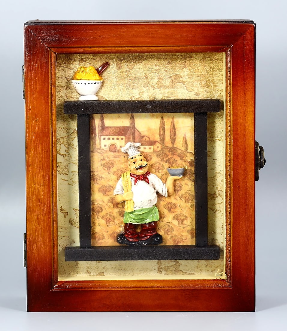 Vintage Style Wooden Key Storage Cabinet Key Holder Box with Hanging Hooks (1 of 6)