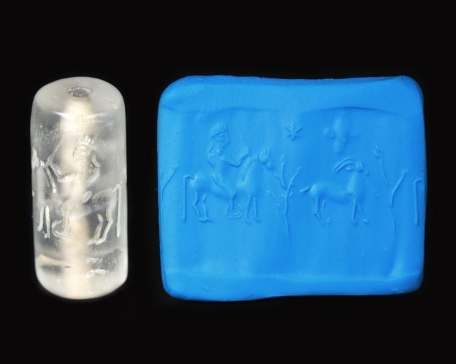 Ancient Mesopotamian Sasanian Era Rock Crystal Cylinder Seal Bead (1 of 9)