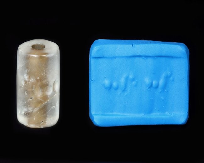Ancient Mesopotamian Sasanian Era Rock Crystal Cylinder Seal Bead (1 of 8)