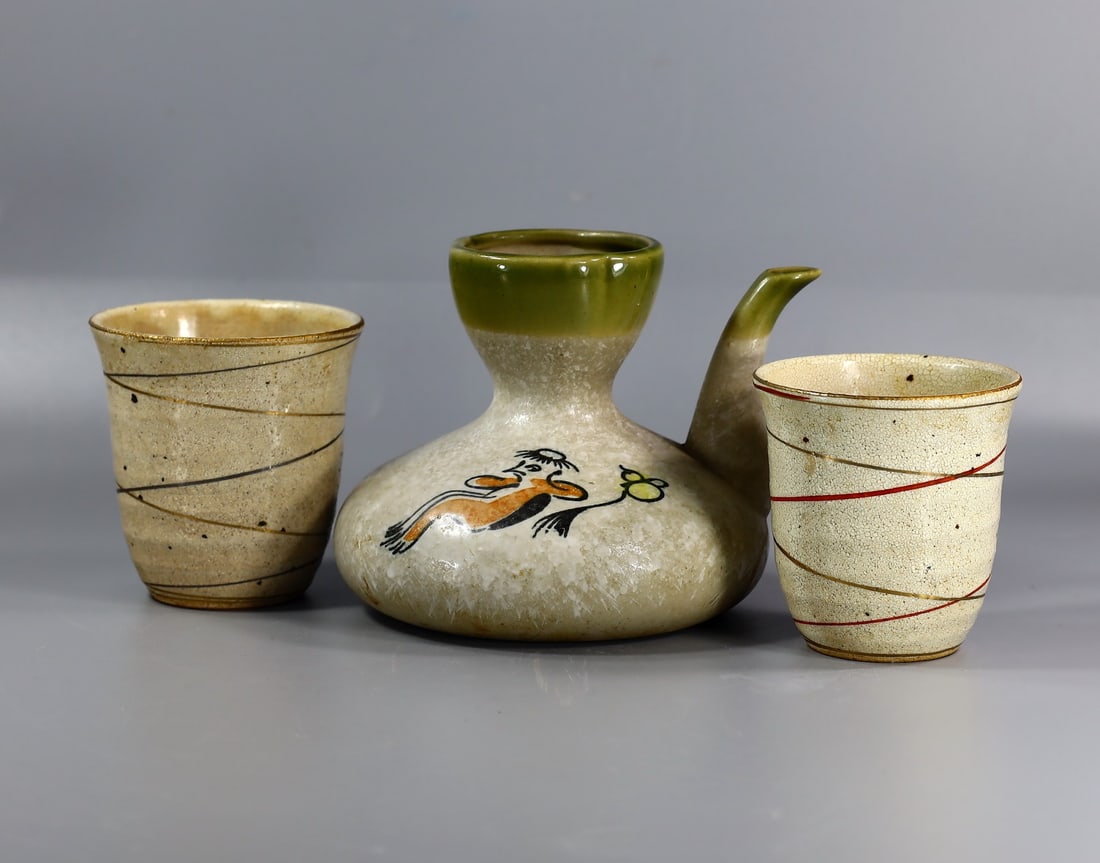 3 Vintage Japanese Ceramic Tea Matcha Jar and Tea Cups (1 of 6)