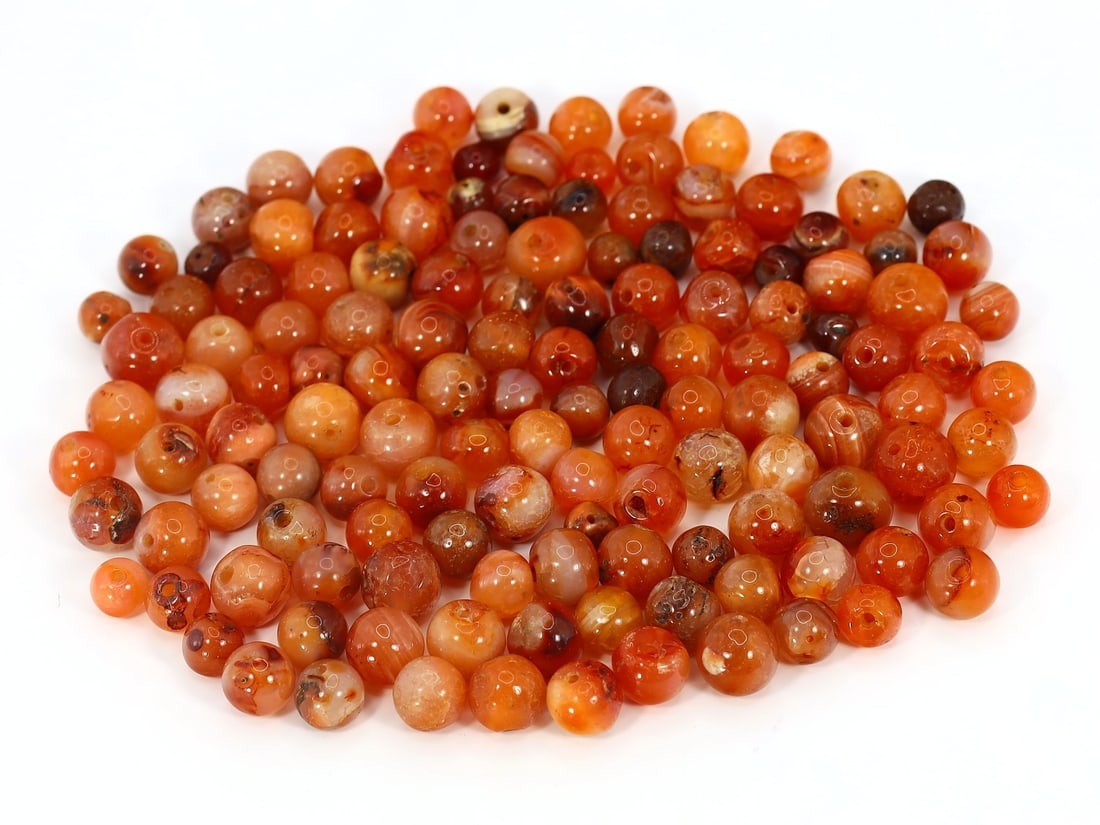 Ancient Himalayan Ball Shaped Carnelian Beads Collection: 12x8mm Weight: 318 grams (Before Packing) A bargain hunter's, fixer-upper's, and pack-rat's dream come true! Our Ten2Go "warehouse" style auction presents over thousand lots in a fast-paced old-style